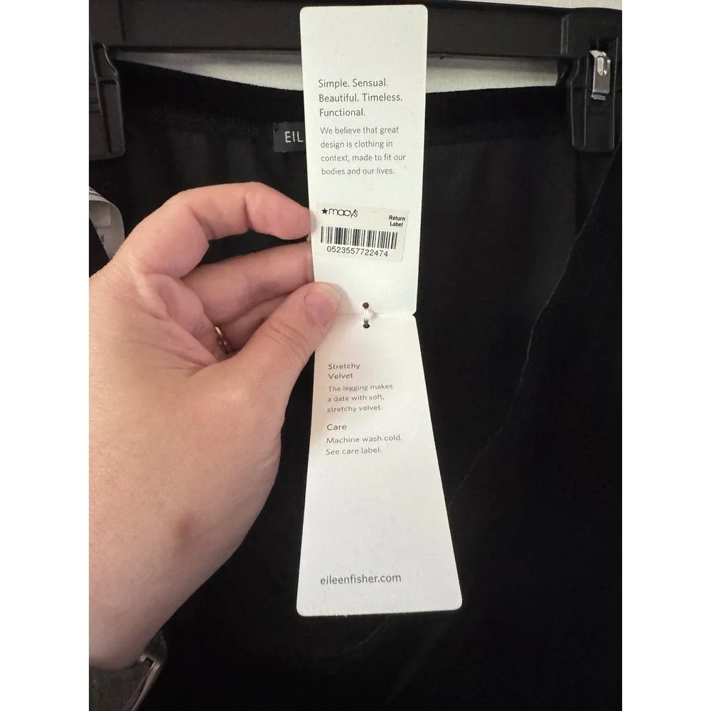 NWT Eileen‎ Fisher Ankle Legging Women Size Medium Black Stretchy Velvet